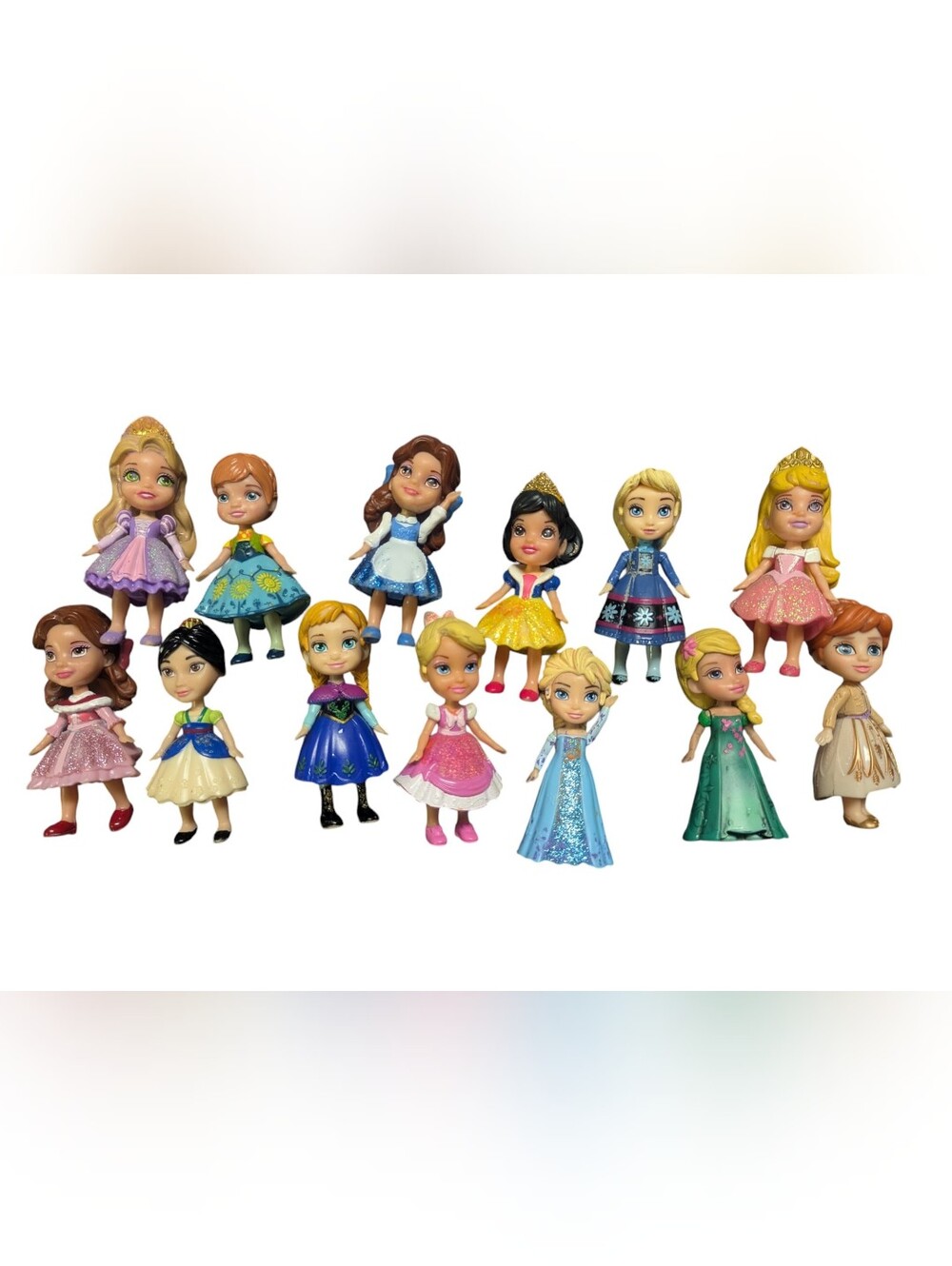 Disney Mini Princess Dolls Set - Blue Pink Yellow Green Brown